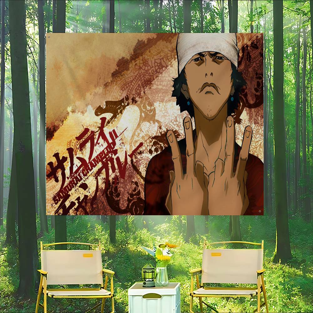 Commercial Printing Company - Bandiera Vintage Anime S-Samurai-Champloo con Stampa