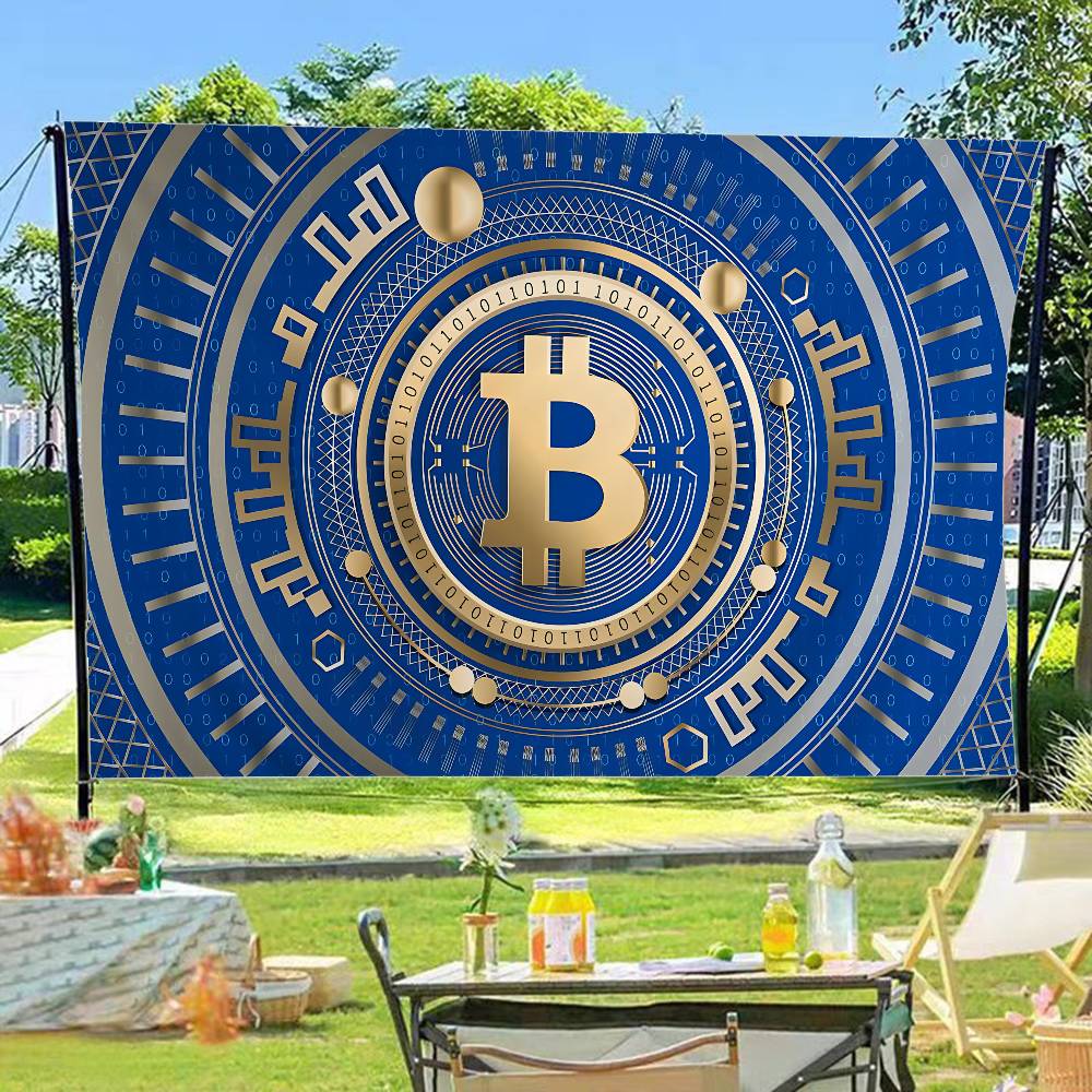 Commercial Printing Company - Popolare Logo Bitcoin Stampa Avanzata Bandiera